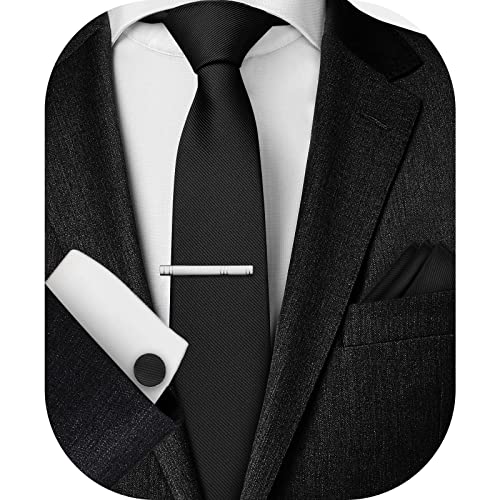 AOMIG Heren Stropdassen set, Klassieke Heren Effen Kleur Stropdas Set met Pocket Vierkant, Manchetknopen en Dasclip, Premium Pure Kleur Skinny Formele Stropdas voor Mannen Zakelijke Bruiloft Werk - Image 9