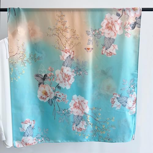 Image of MALINA Women's Polyester Silk Satin Stole Scarf - Soft Lightweight Fashion Wrap, Elegant Floral & Gradient Design, summer stole,Scarf For Women,Premium Stole,Large Size 180x90 cm'