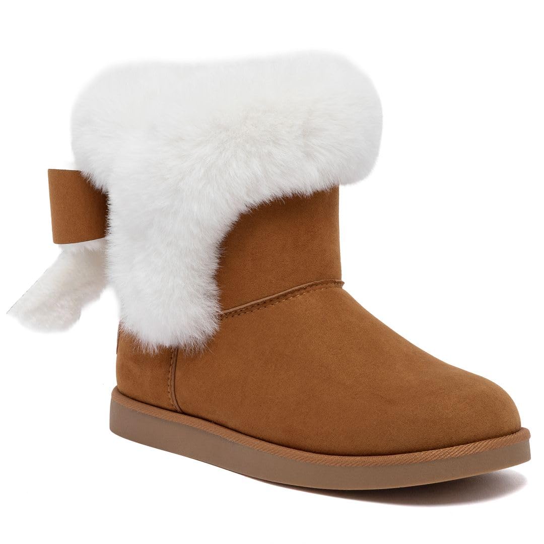 Juicy Couture Women's Slip On Winter Snow Boots Warm & Insulated Fur Lining Comfortable Fashion Booties