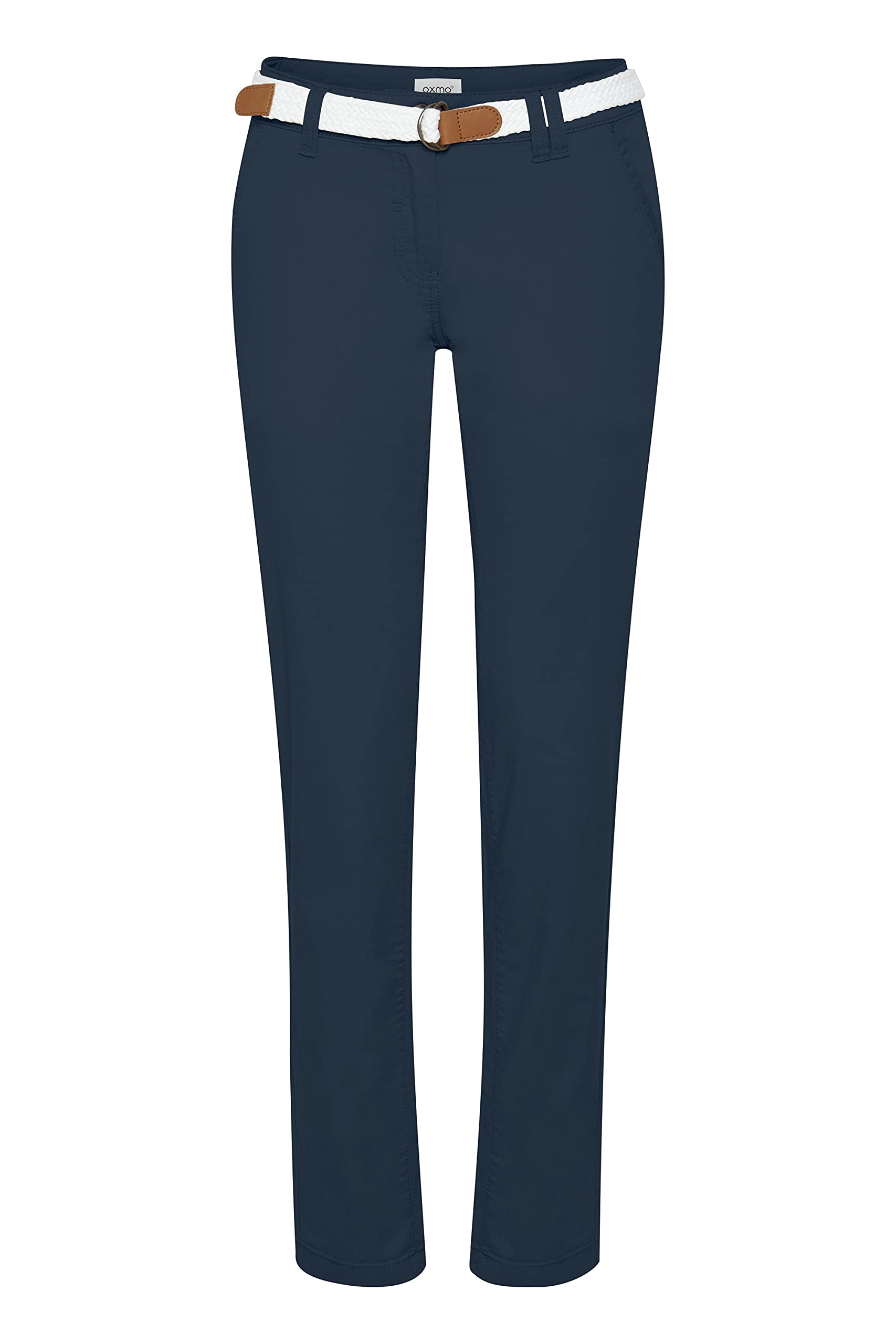OXMO OXChakira Damen Chino Hose Stoffhose mit Gürtel Stretch Eingrifftaschen Baumwollmischung Regular fit