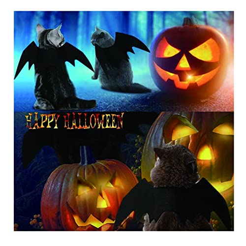 Halloween Haustier Kostüm,Haustier Fledermaus Kostüm,Halloween Hund kostüm, Katze Hund Fledermausflügel mit 2Pcs Pumpkin Bell,für Haustiere, Hunde und Katzen,Halloween Partys