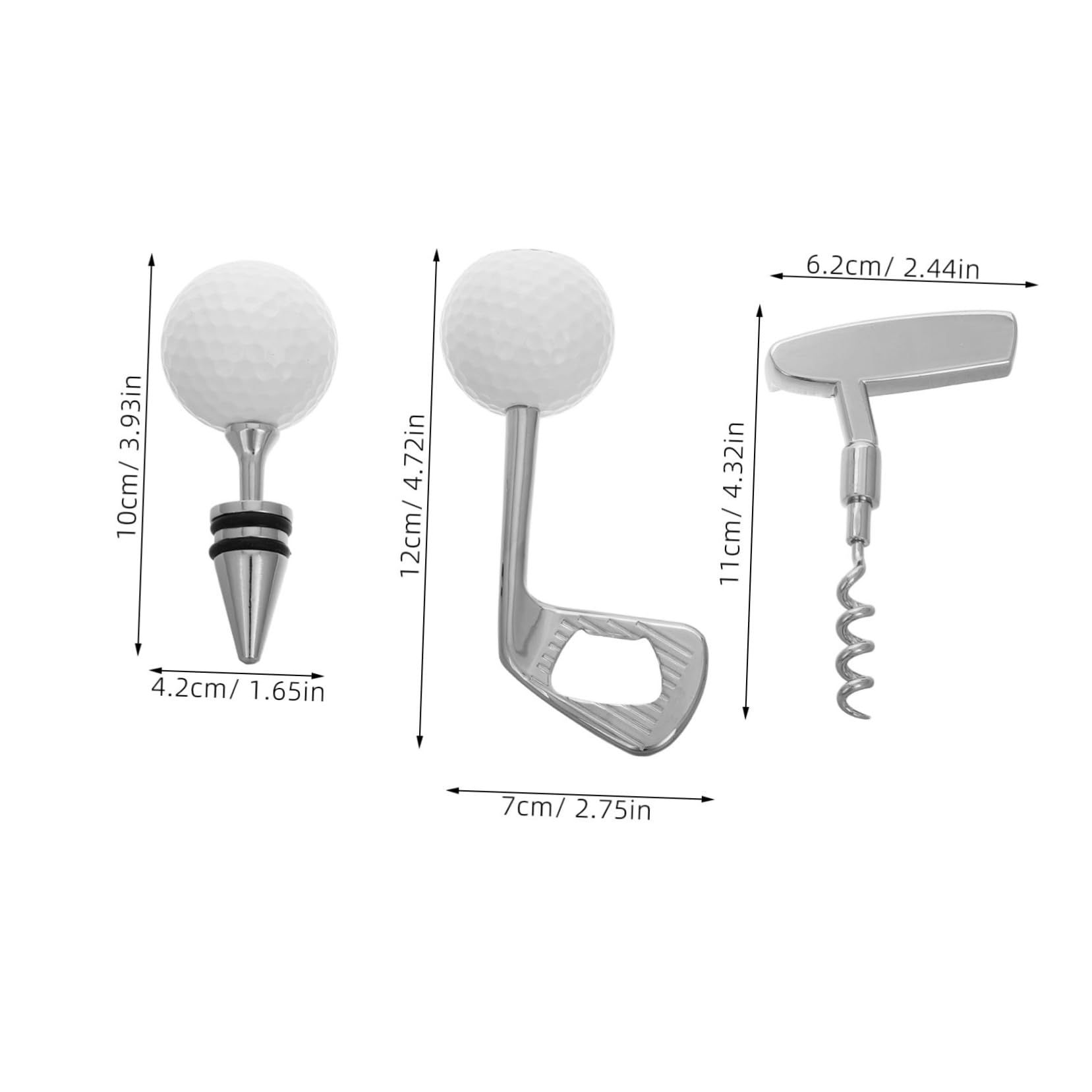 Apribottiglie da Golf Set 1 Pezzo in Acciaio Inox, Argento | Festival Birra Decor, Apri Bottiglie di Vino e Strumento per Aprire la Birra, Stile Moderno