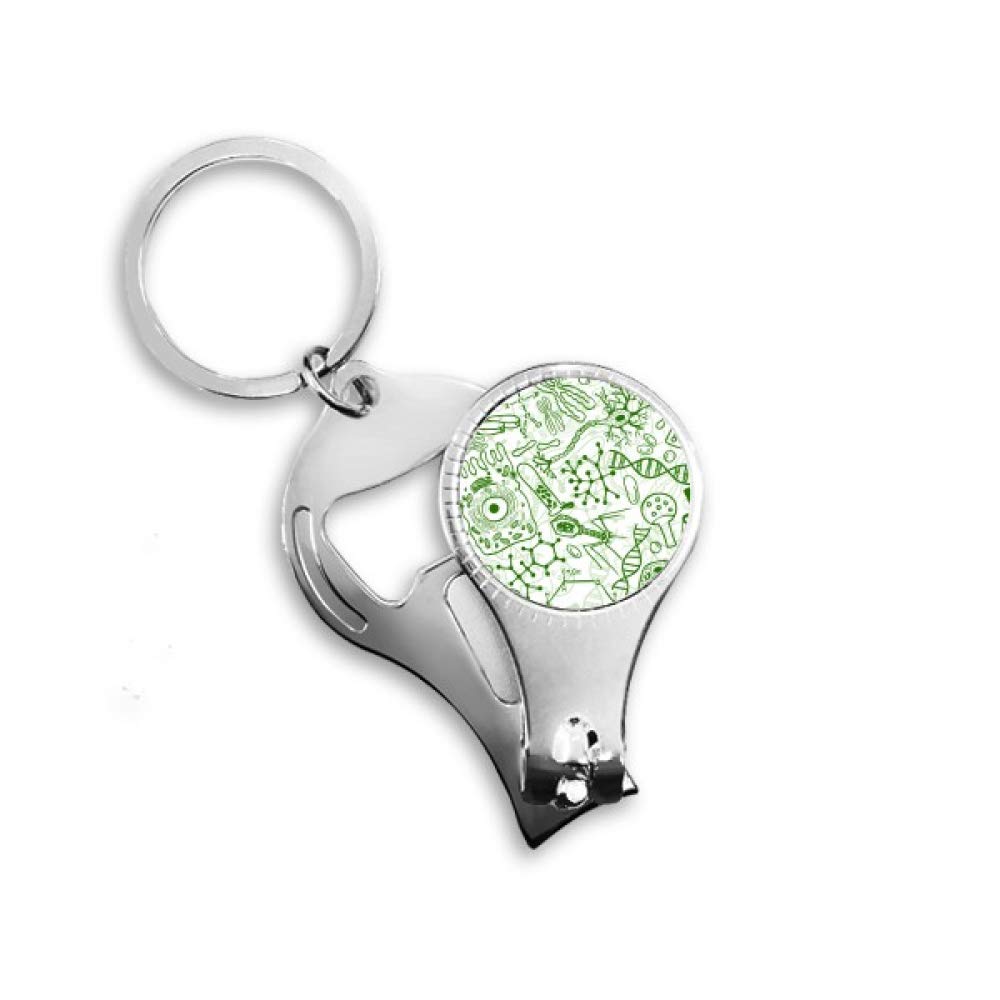 Pince à ongles biologique avec microscope vert et structure de cellules intégrée