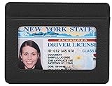 KALMORE womens Credit Holder Genuine Leather Slim Minimalist Card Case Wallet, Black With Id Window, Classic US