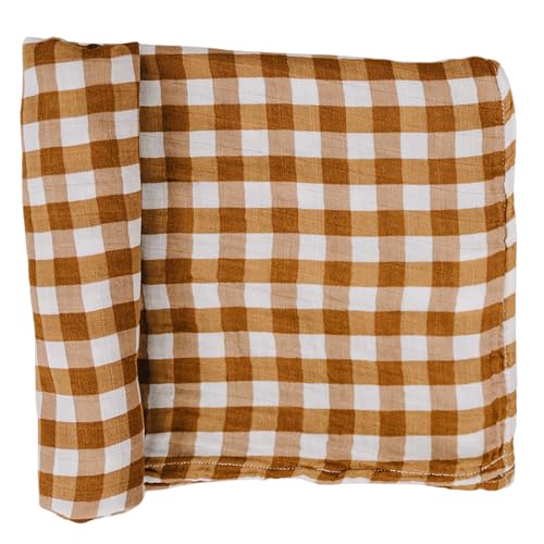 Image of Mebie Baby Gingham Muslin Swaddle, Modern and Neutral Swaddle Blanket for Baby Girl or Boy, Soft Baby Blankets, Newborn Swaddle Blanket, 0-3 Month, Comfy Wrap, Baby Essentials & Gifts