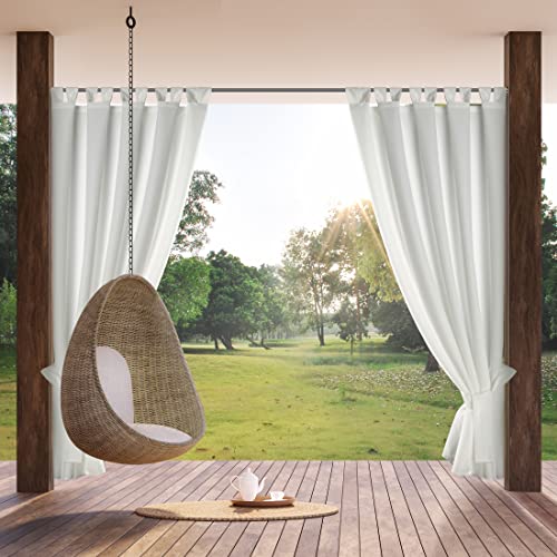Eurofirany GARDEN Outdoor Curtain with Tab Top - 1 pc. Velcro Fastener, Sun Protection, Privacy Screen, Windproof, Waterproof Curtain for Patio, Gazebo, Pergola, Porch, W61 x L79, White - Image 2