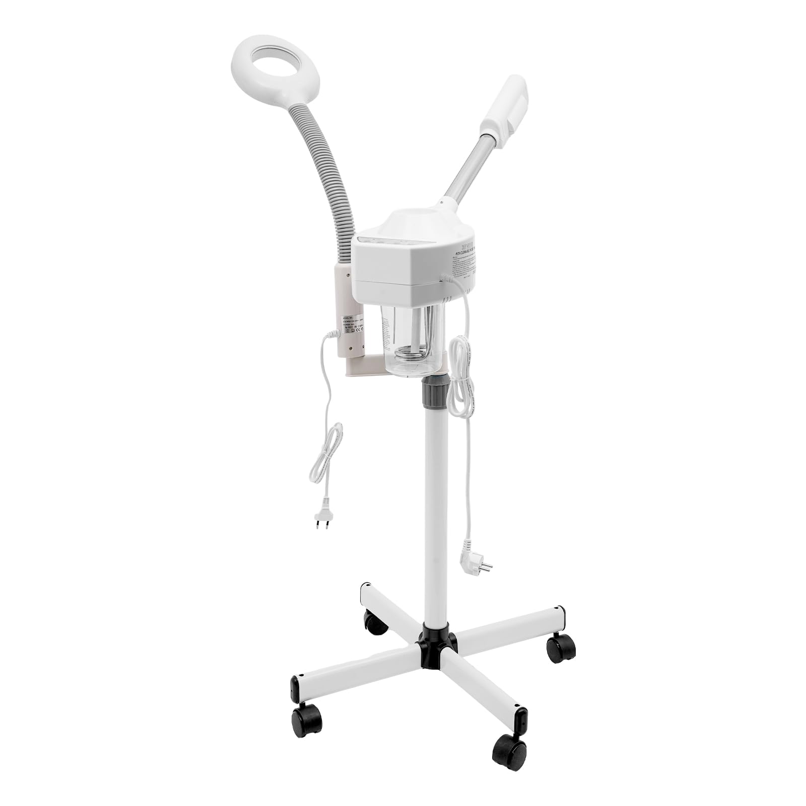 Gesichtsdampfer 2 In 1 Ozon Bedampfer Verdampfer mit Einziehbaren Stab und 360° Düse Gesichtssauna Lupenleuchte Dampfgerät Lupenlampe für Salon Spa