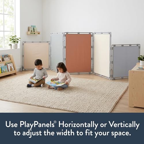Image of Children's Factory PlayPanel Room Divider 59.5 inch x 47.5 inch, Elements, 5 | Water-Resistant Vinyl Room Divider Panel Set, Freestanding Privacy Screen for Daycare or Preschool, Cantilever Feet Included