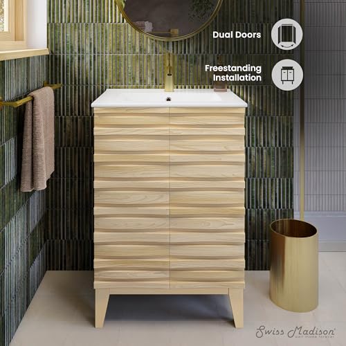 Image of Swiss Madison Cascade 24 inch Bathroom Vanity in Natural Oak