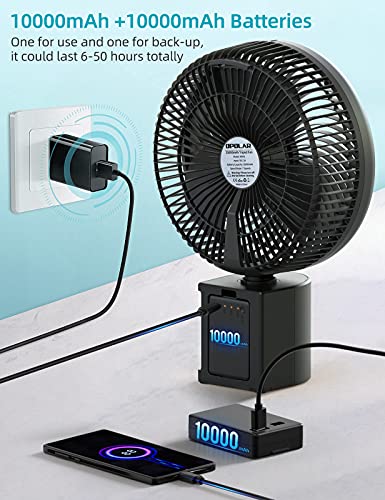 OPOLAR 20000mAh Oscillating Battery Floor Fan with Remote, 10 Inch Desk & Pedestal Fan with Timer, 7 Speeds, 50 Hrs Running Hours, Rechargeable Standing Fan for Bedroom Camping Hurricane