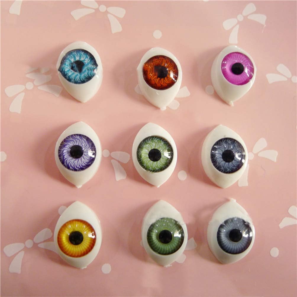 Acrylic Halloween Eyeballs: 100Pcs 12X16Mm Half Round Doll Eyes for DIY Crafts Simulation Eyes for Plush Toys Scrapbooking and Decoration （Assorted Color）