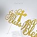 WeBenison God Bless Cake Topper Gold Glitter First Communion Baby Shower Party Decorations Bless This Child / Gold Glitter