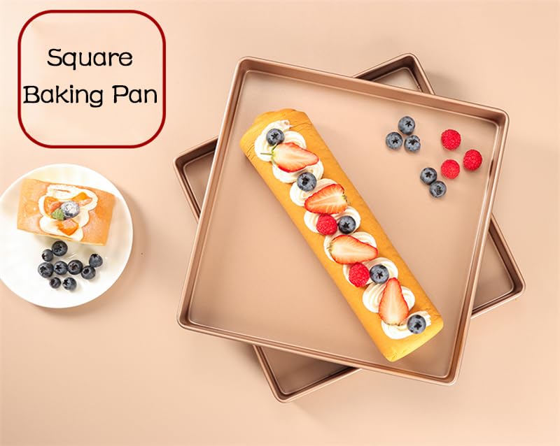 Aluminium Pizza Pan, Vierkante Vorm Non-stick Bakplaat Goud Oven Pan 28x28x3 Cm Brood Pizza Lade Bakken Tool
