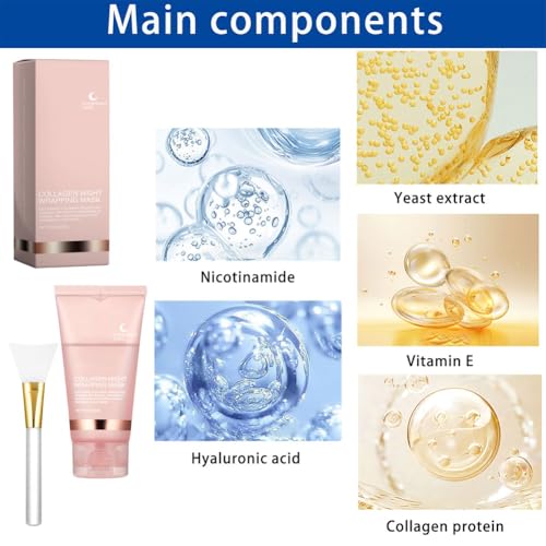 Collagen Night Wrapping Mask,Collagen Overnight Wrapping Peel Off Facial Mask Pack,75g Collagene Night Mask,Skin Care Collagen Night Wrapping Mask,Biodance Mask Collagen,Masque Collagene Visage – Image 3