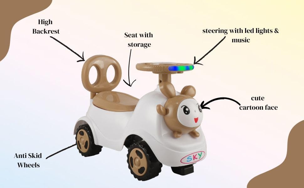 Image of JoyRide Sky Ride-On Baby /Kids Ride for Boys & Girls 1-3 Years Brown