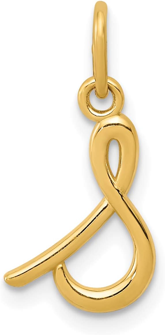 14k Yellow Gold Lowercase Cursive Style Letter S Initial Charm 12x10mm