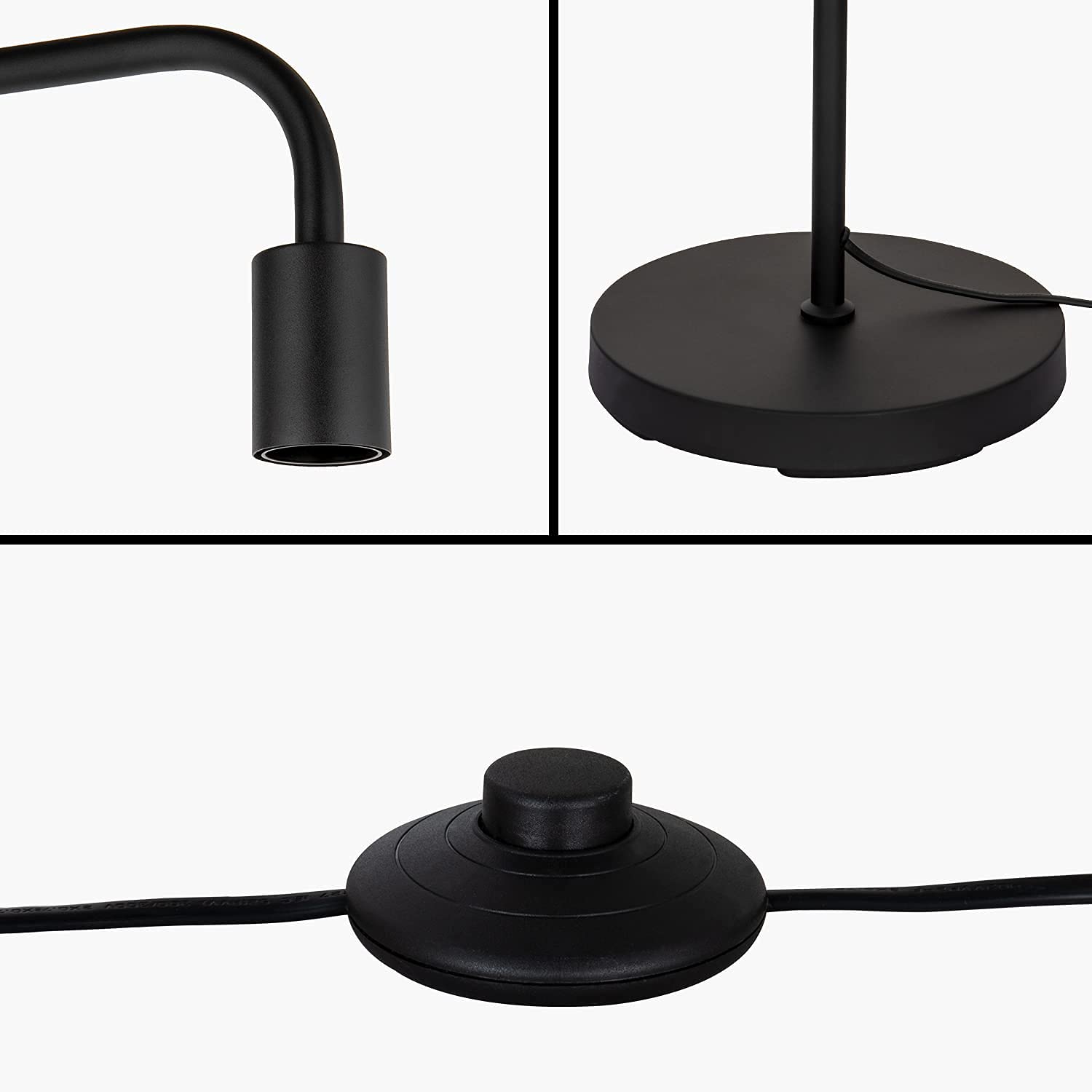 BBHome Lampada a stelo in stile retrò, minimalista, in metallo, con interruttore a pedale, per camera da letto, soggiorno, lettura, ufficio, 165 cm, E27 (nero)