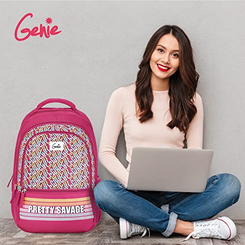 Genie Girlpower Casual Backpack for Girls |19 In-36 Ltr with Laptop Sleeve, Three Compartments and Organiser with Padded Shoulders |Best for Books,Stationery,Lunch Box & Essentials - Pink - Image 7