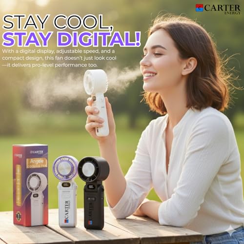 Image of Portable Handheld Turbo Fan High Speed 3600 mAh Rechargeable Mini Personal Hand Fan Blow Cold Air, Battery Operated Travel Essentials, Beach Vacation, Gifts for Women, Men (Black)
