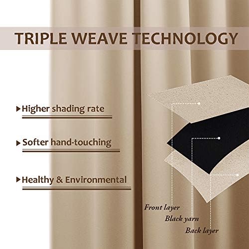 NICETOWN Waterproof Patio Outdoor Curtain and Drape, Extra Wide and Long, Thermal Insulated Top and Bottom Grommet Keep Sun & Rain Out Public Divider for Porch, Biscotti Beige, 1 Panel, W100 x L95 — view 5