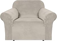 Vista 77 de H.VERSAILTEX Funda de terciopelo elástico para sillón, funda para sillón de 1 cojín para sala de estar, funda de muebles hecha de terciopelo grueso