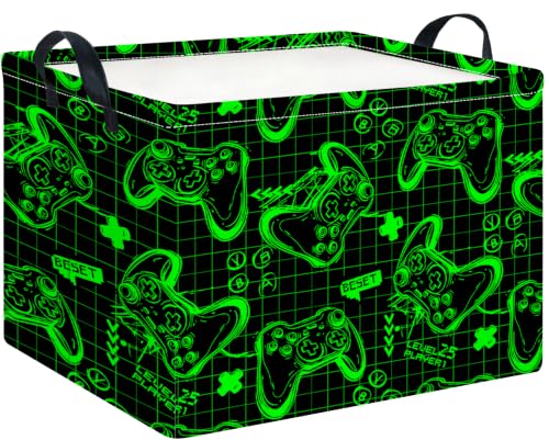 Image of CLOCOR Rectangular Storage Basket Empty,Gift Basket,Waterproof Storage Bin,Room Decor(Fluorescent Green Game)