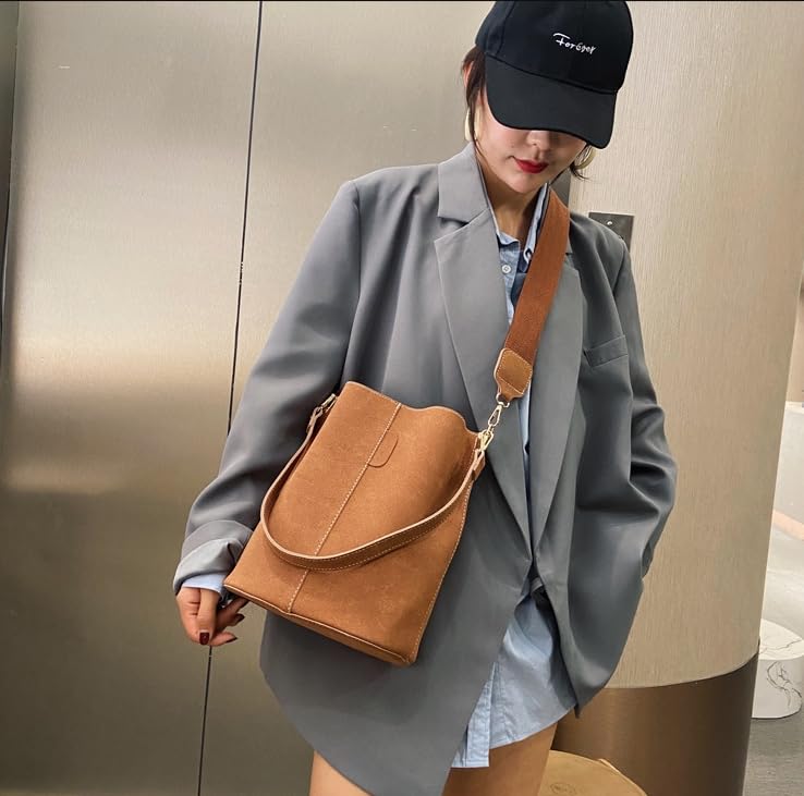 Bucket Bag for Women Girls Large Capacity Genuine Leather Crossbody Shoulder Purse Casual Hobo Tote Handbag for Daily Carry4