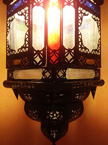 Orientalische Lampe Pendelleuchte Bunt Ayam 70cm E27 Lampenfassung | Marokkanische Design Hängeleuchte Leuchte aus… – Bild 6