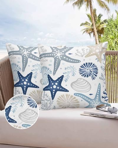 Outdoor Pillows Waterproof Pillow Covers Set of 2 Ocean Theme Polyester Throw Pillow Covers Garden Cushion Case for Patio Funiture Sofa Decoration 20x20inch Cartoon Underwater Ocean Landscape