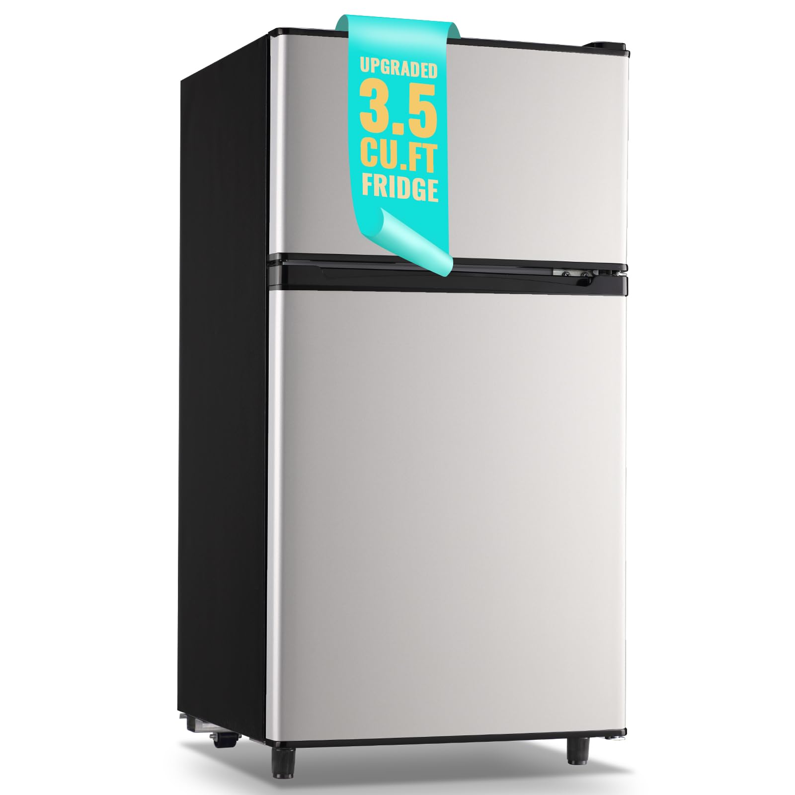 WANAI Small Refrigerator with Freezer 3.5 Cu.Ft Mini Fridge with Freezer on Top Double Door Small Fridge for Bedroom Dorm Room College Office Silver on Fridge.com