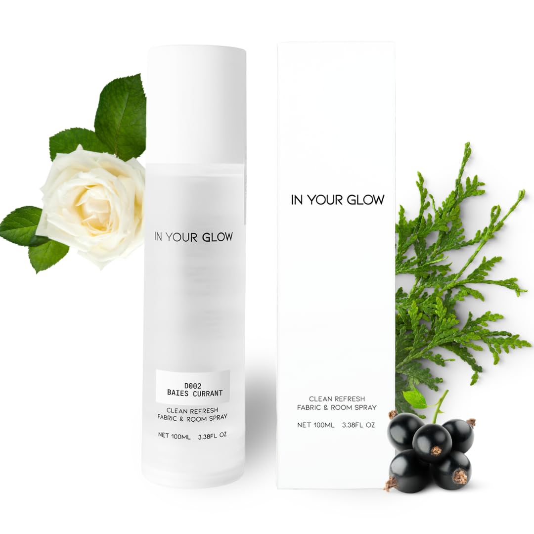 In Your Glow Fabric &amp; Room Mist Spray– Long-Lasting Clean Scent, Unisex Luxury Fragrance &amp; Odor Eliminator, 100ml- D002 BAIES CURRANT