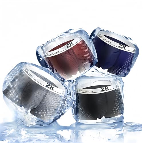 ZUKULIFE Mens Ice Silk Boxer Mesh Brief Pack of 4