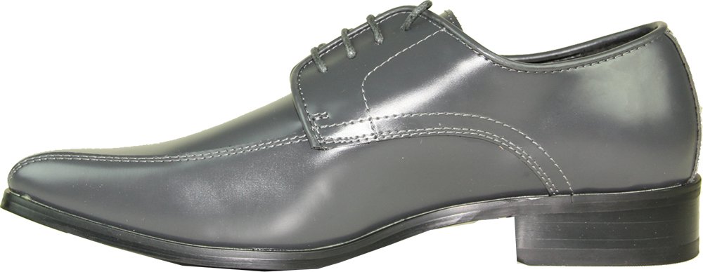 VANGELO Men Tuxedo Shoe TUX-5 Square Toe for Wedding, School Uniform and Formal Event Iron Grey