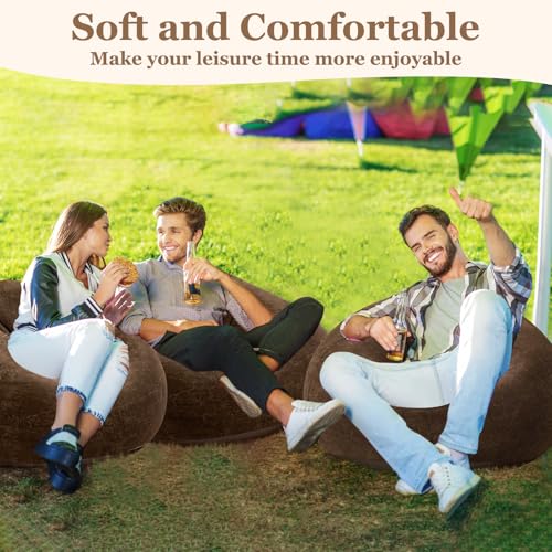 Image of Realspring Inflatable Bean Bag Chairs Outdoor Blow up Camping Chairs Inflatable Lazy Sofa Folding Portable Bean Bag Loungers Couch for Movie Night(Dark Coffee,6 Pcs)