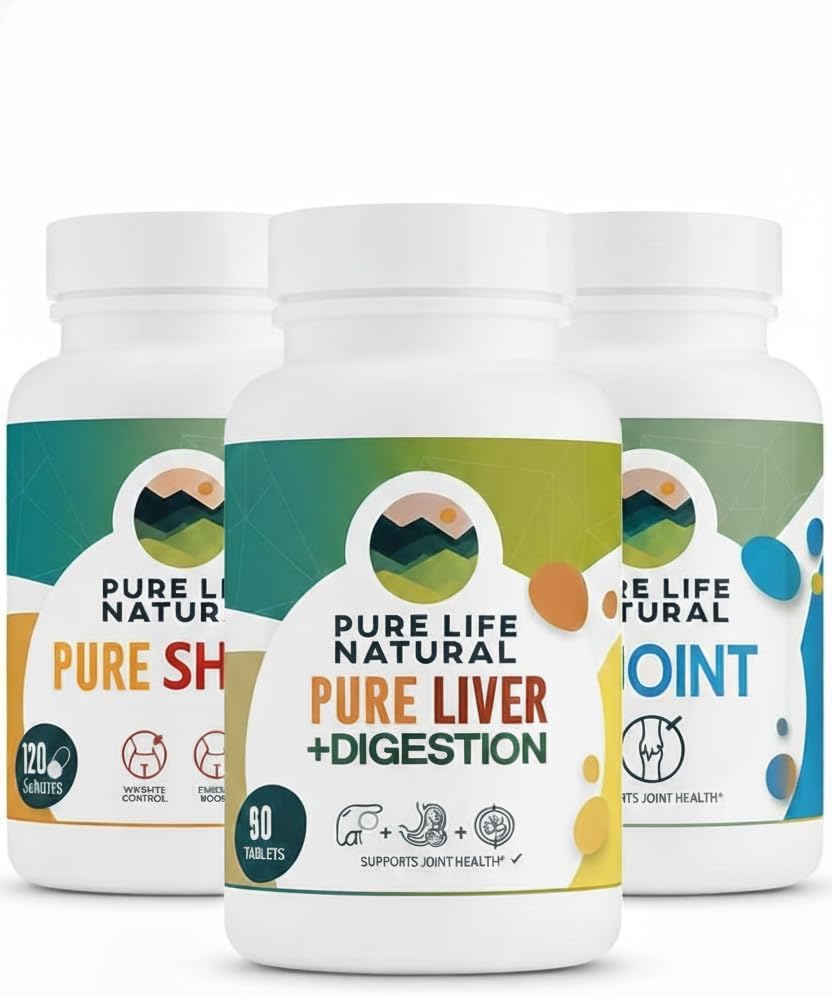 Joint Care-60 Capsules+Pure Shape-120 Capsules+Pure Liver- Liver Support-60 Capsules.for Men and Women, Made in The USA by Haidy Cruz Fit
