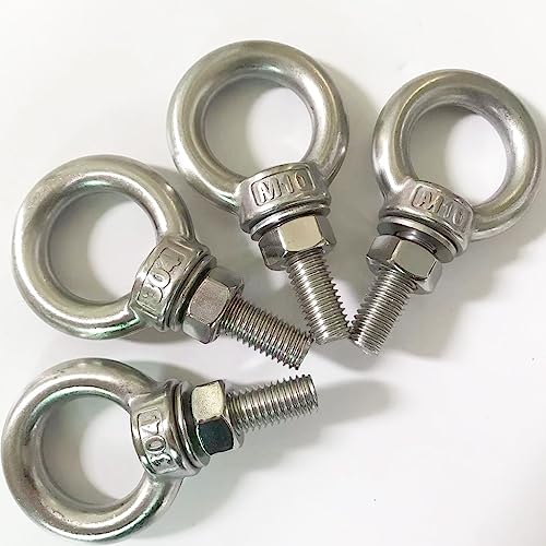 Image of Shoulder Eye Bolt, M10 Stainless Steel Eye Bolts 1.2 inch Heavy Duty EyeBolts Screws, 4 PCS M10 (Thread Length 30mm), Accessories Include Nuts and Washers Set