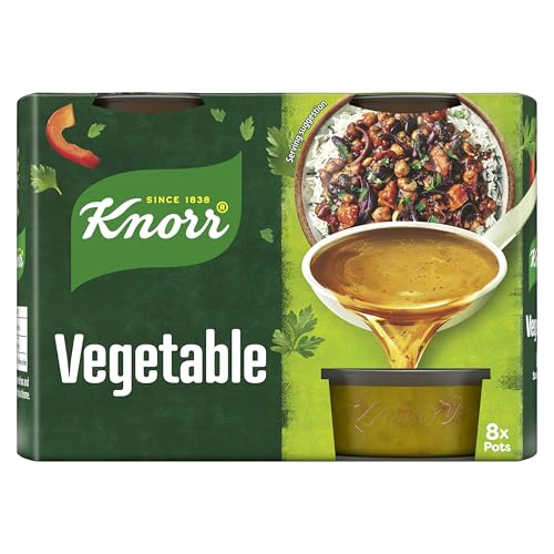 Knorr Vegetable Stock Pot pack of 4 (32 pots) gluten-free to add a rich flavour to vegetable-based and vegetarian meals 8 x 28 g