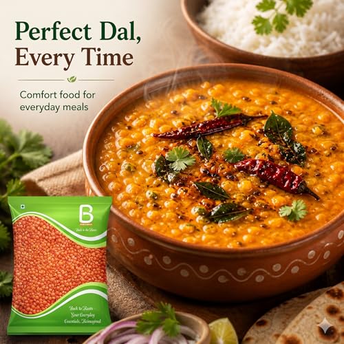 Image of Beans & Grains Premium Masoor Dal | Unpolished Red Lentils | High Protein & Fiber | 100% Natural & Hygienically Packed