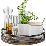 LAMU 9'' Lazy Susan Turntable Organizer for Cabinet, Round Wood Lazy Susan for Table Top, Countertop, Kitchen, Pantry, Spice, Bathroom Vanity, Decor
