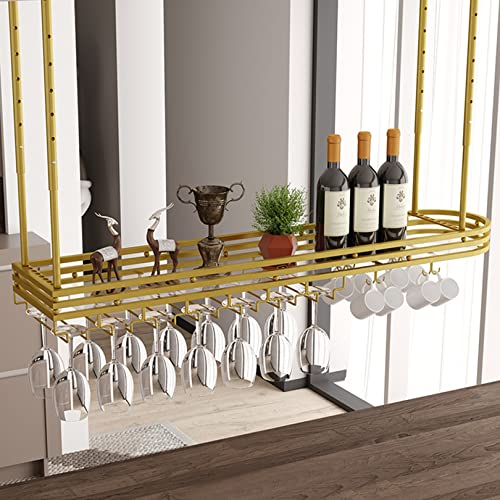 Casier à vin industriel suspendu noir 80x25 cm avec éclairage
