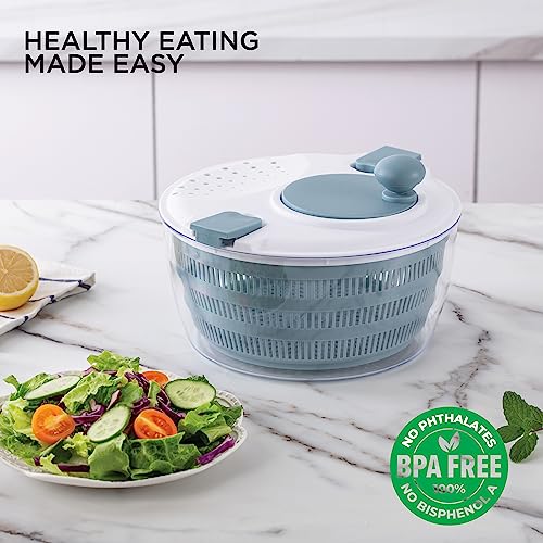 Cook With Color Salad Spinner - Lettuce And Produce Dryer With Bowl, Colander And Built In Draining System For Fresh, Crisp, Clean Salad And Produce (Light Blue) #TOP2