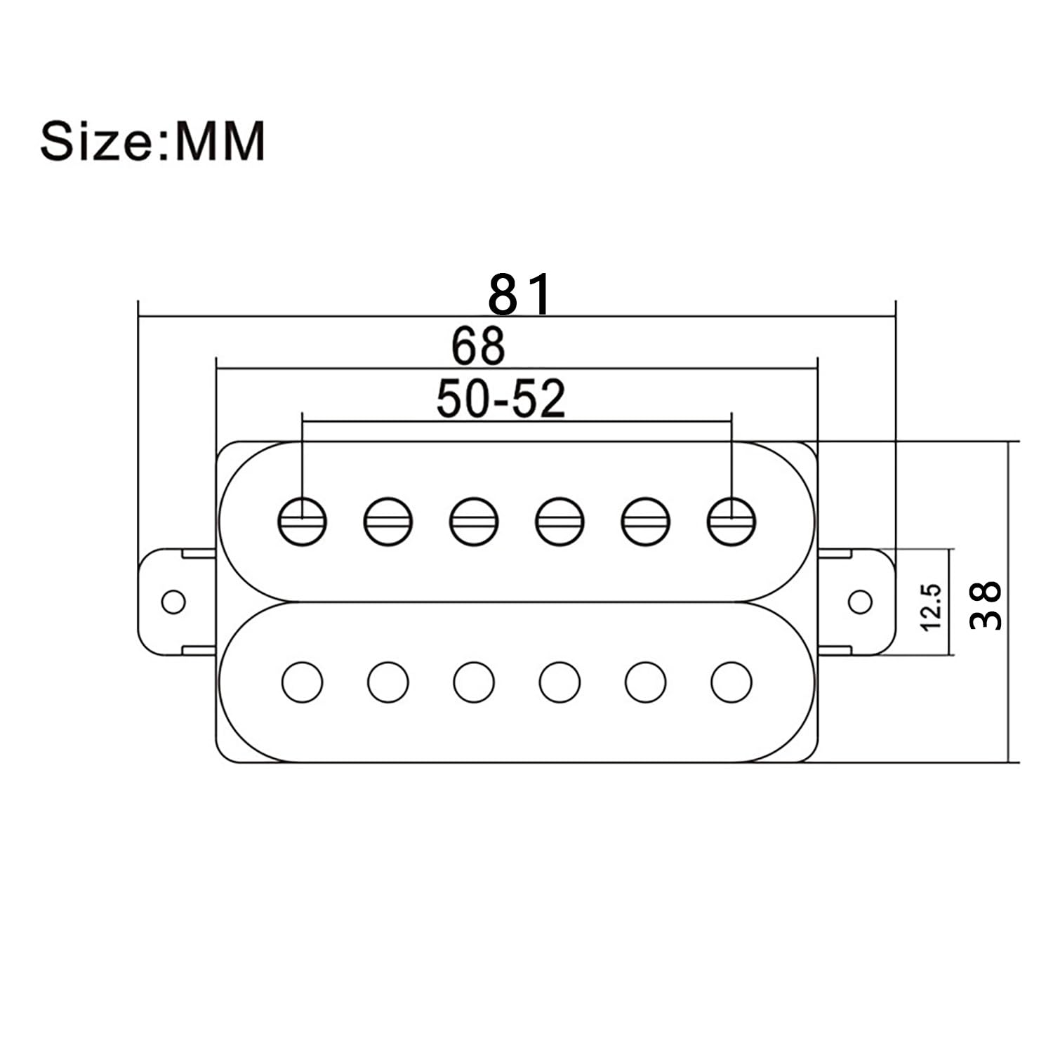 Alnico Lot de 5 micros Humbucker pour guitare électrique à double bobinage Blanc 52 mm