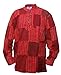 Shopoholic Fashion Mens Stonewashed Patchwork Long Sleeve Festival Cotton Hippie Grandad Shirt (XL,Maroon)