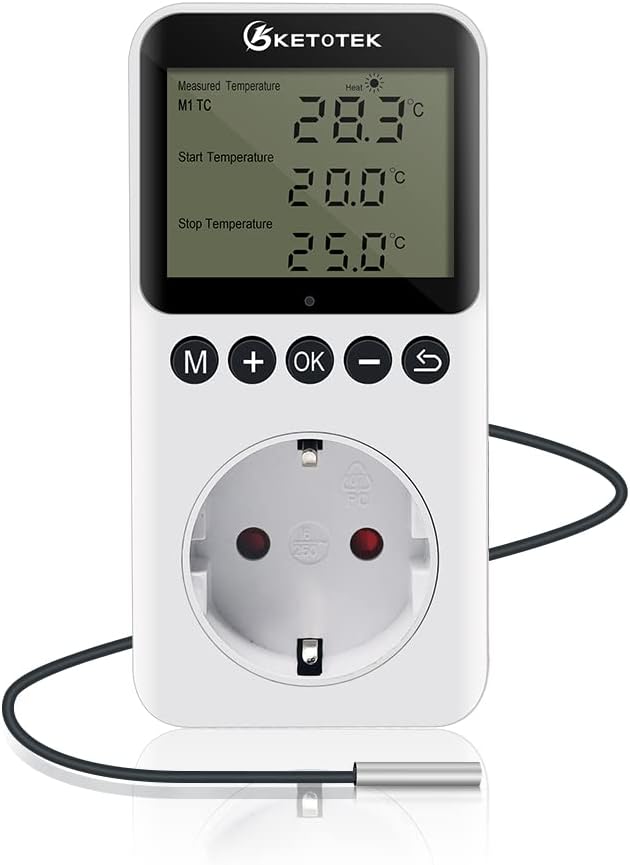 KETOTEK Digital Thermostat Steckdose Timer Tag Nacht Temperaturregler