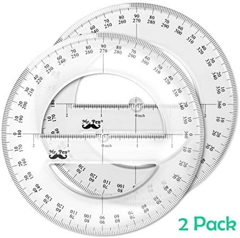 amazon com mr pen protractor pack of 2 protactor 360 degree protractor set protractor ruler drafting tools circle protractor protractors classroom set large protractor math geometry set office products