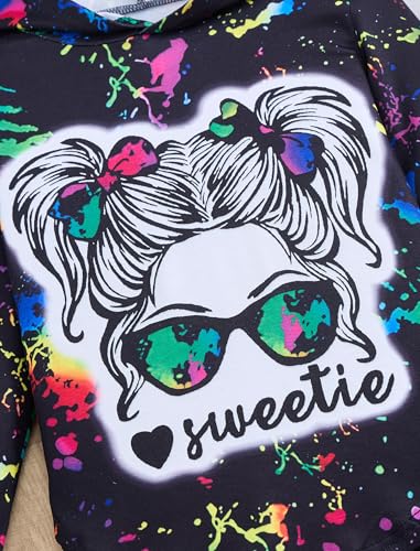 Image of Girls Clothes Cool Girl Print Tie Dye Hoodie Pullover Sweatshirts Leggings Teen Girl Clothes 6-14 Years