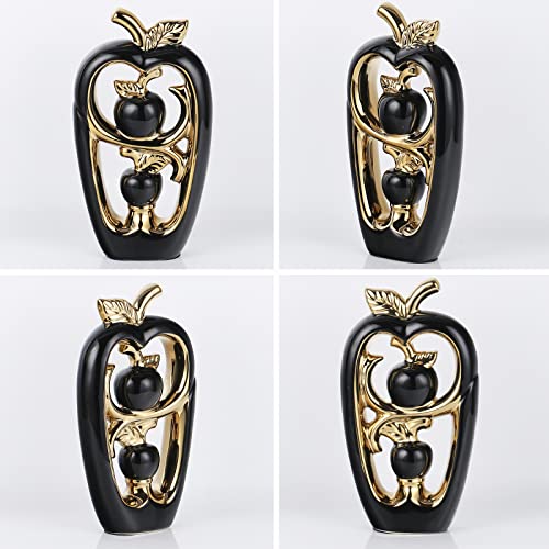 Modern Aesthetic Ceramic Statue And Sculpture, Abstract Art Ceramic Statues, Black Modern Home Decor Ceramic Apple Figurines Home Decor Accents For Room Office Desktop Bookshelf Decorative Object (H) #TOP2