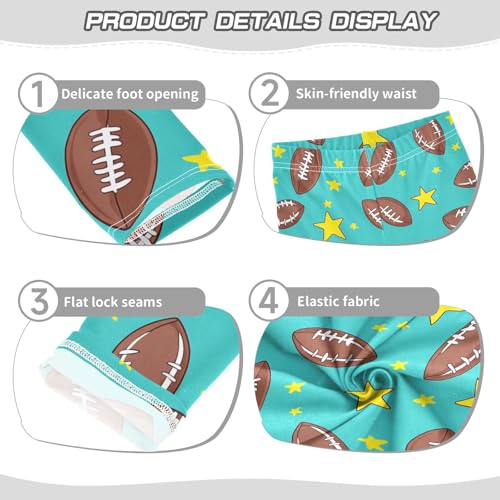 Wusikd Football Girls' Leggings Toddler Doodles Stars Kids Yoga Pants Dance Active Tights 4T3
