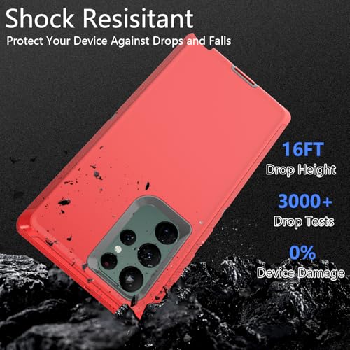 Coque Samsung S22 Ultra antichoc rouge et gris avec protections d'écran et d'objectif intégrées - 6
