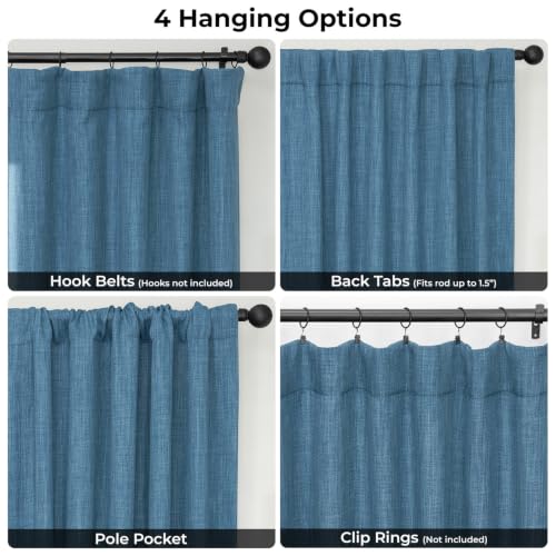 Image of HPD Half Price Drapes - Faux Linen Curtains for Living Room (1 Panel) - 50W X 84L - Textured Room Darkening Curtains for Bedroom 84 Inches Long - Drapes for Home Decor, Denim